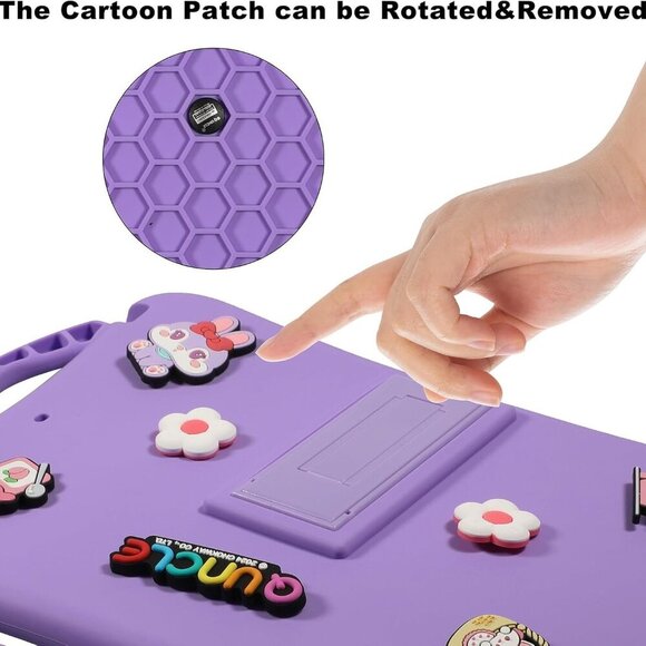 iPad Mini 7th/6th Gen Kids Case 8.3in Shockproof Bunny 3-Handle Stand Purple - Picture 5 of 8